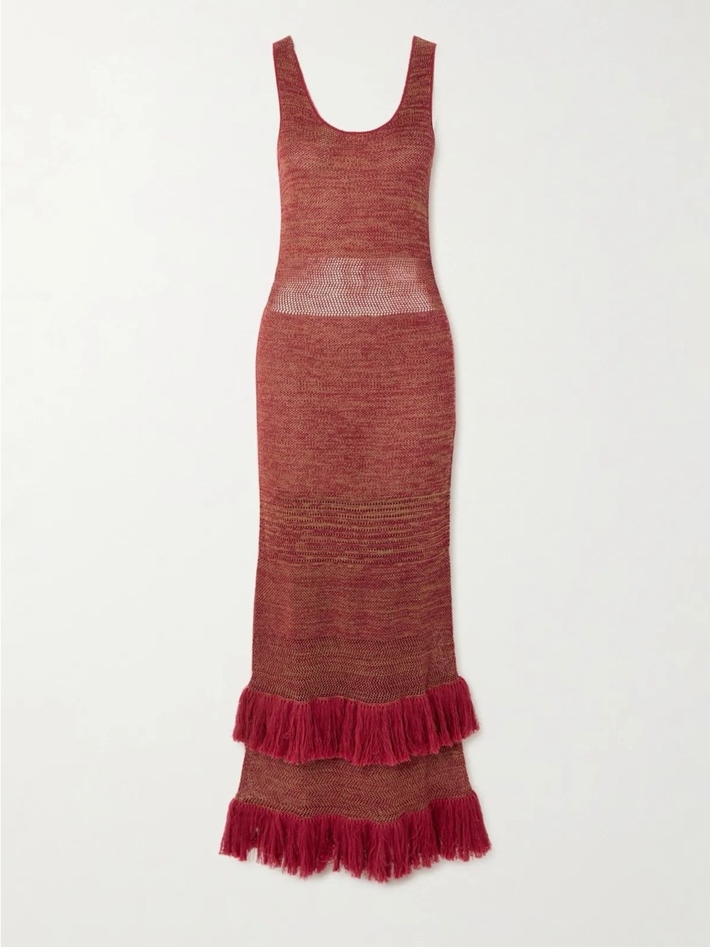 ESCVDO Handcrafted Knit Laguna Maxi Dress in Copper Rose